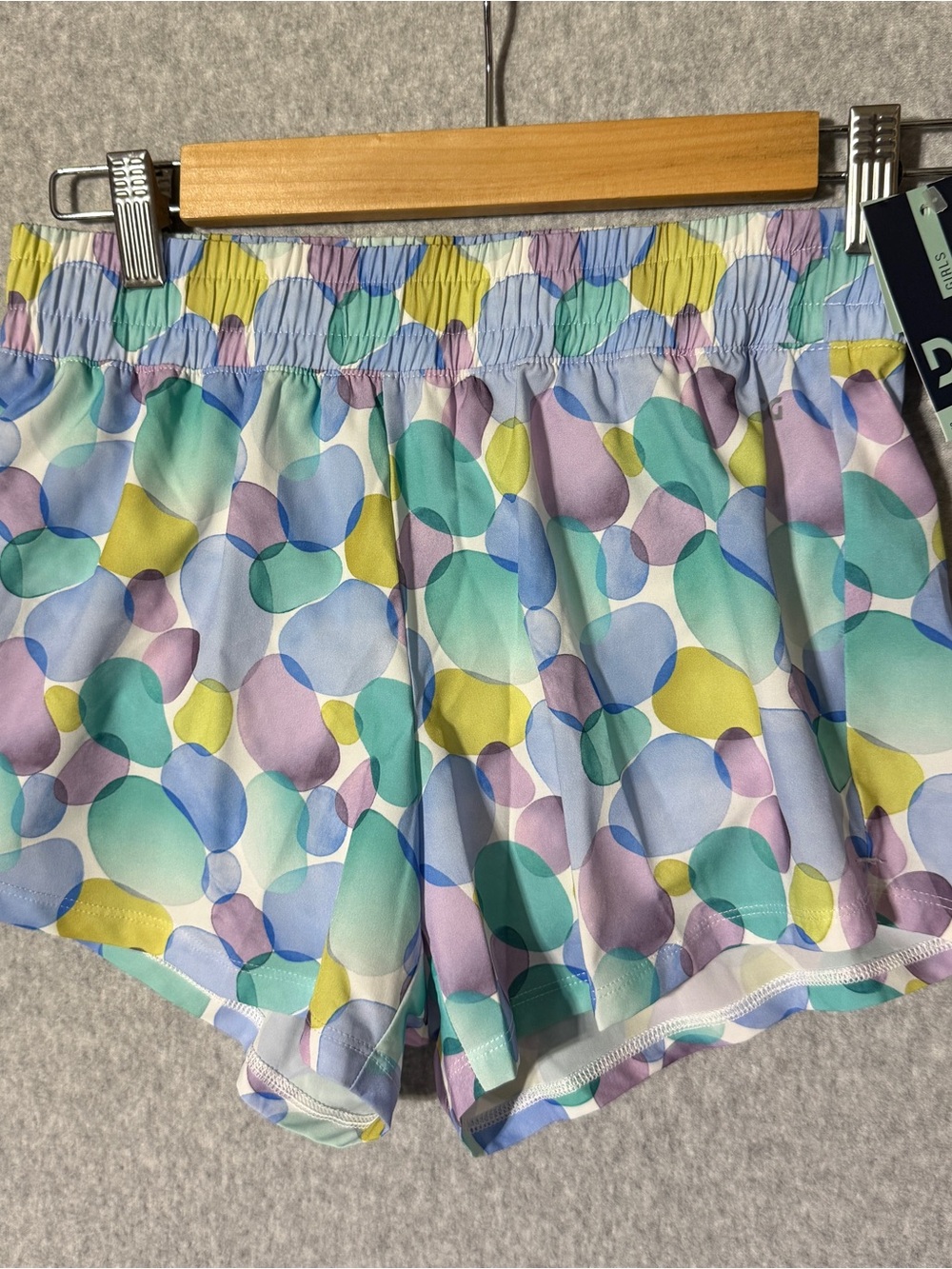 DSG Pastel Bubble-Print Athletic Shorts in Mint, Lavender & Sky Blue